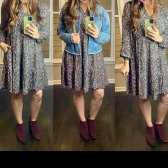 Matilda Jane‎ Small S Fabulously Floral Green Pink Tiered Mini Tunic Dress Boho - Picture 3 of 8